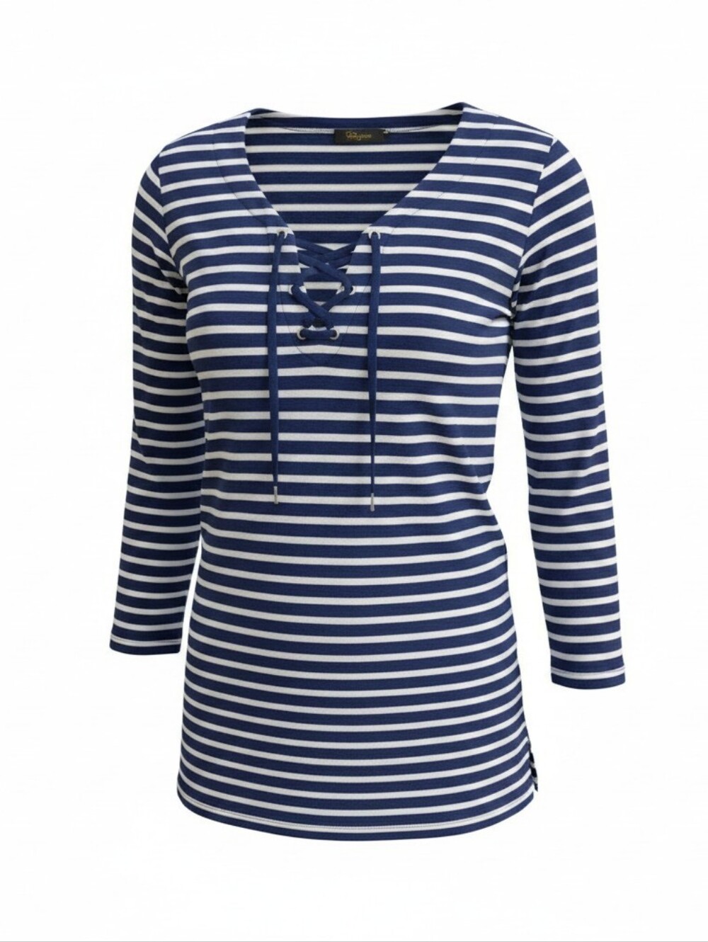 🔴Cupio Blue and White Striped Lace-Up Tunic
